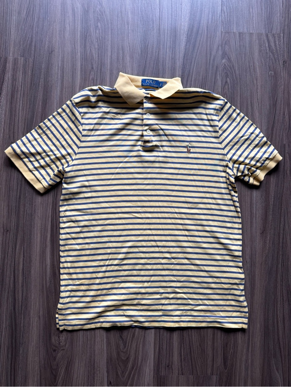 Ralph Lauren Yellow and Navy Striped Polo Shirt